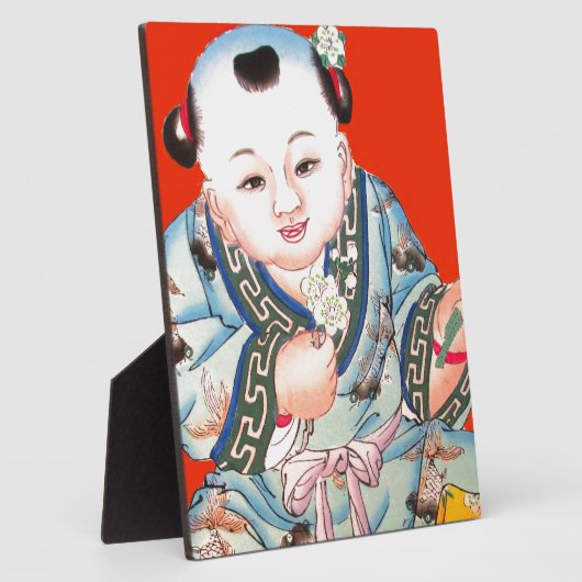 Niedliches Chinesisch lachen Viel Glück Buddha auf Fotoplatte (Seite)