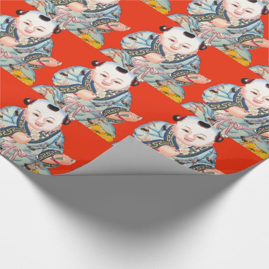 Niedliches Chinesisch lachen Viel Glück Buddha auf Geschenkpapier (Ecke)