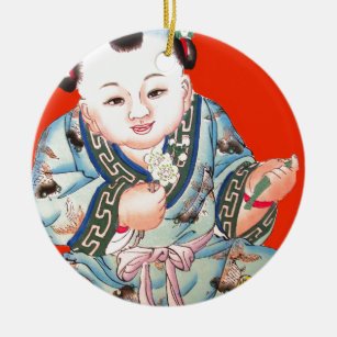 Niedliches Chinesisch lachen Viel Glück Buddha auf Keramik Ornament