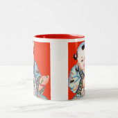 Niedliches Chinesisch lachen Viel Glück Buddha auf Zweifarbige Tasse (Mittel)