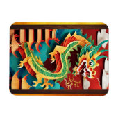 Niedliches chinesisches Drachenjahr Geburtstag Ori Magnet (Horizontal)