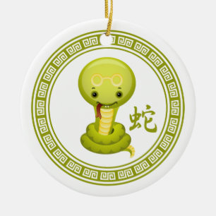 Niedliches Chinesisches Jahr der Schlange Keramikornament