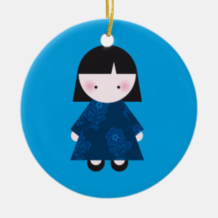 Niedliches chinesisches Mädchen Keramikornament