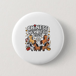 Niedliches Chinesisches Neujahr 2026 Pferd Zodiac Button