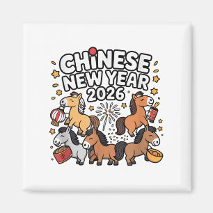 Niedliches Chinesisches Neujahr 2026 Pferd Zodiac Magnet