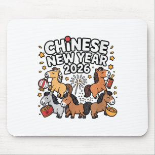 Niedliches Chinesisches Neujahr 2026 Pferd Zodiac Mousepad