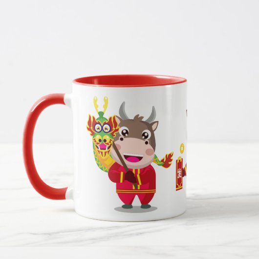 Niedliches chinesisches Neujahr des Ox-Trios Tasse (Links)