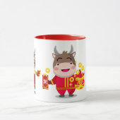 Niedliches chinesisches Neujahr des Ox-Trios Tasse (Zentrum)