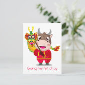 Niedliches chinesisches Neujahr des Oxdrachen Postkarte (Stehend Vorderseite)
