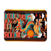 Niedliches chinesisches Neujahr Dragon Origami FPM Magnet (Horizontal)