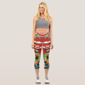Niedliches chinesisches Neujahr Dragon Origami HWC Capri Leggings (Vorderseite)