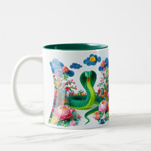 Niedliches Chinesisches Neujahr Schlange 2025 2TM4 Zweifarbige Tasse (Links)