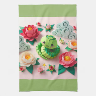 Niedliches chinesisches Neujahr Schlange 2025 KT1 Geschirrtuch