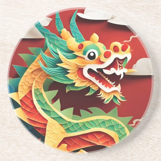 Niedliches chinesisches Neujahrdrache Zodiac Birth Getränkeuntersetzer (Vorne)