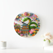 Niedliches chinesisches Neujahrsschlange Origami W Große Wanduhr (Zuhause)