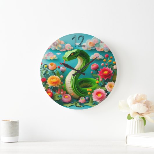 Niedliches Chinesisches Neujahrsschlange Origami W Große Wanduhr (Zuhause)