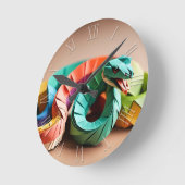 Niedliches Chinesisches Neujahrsschlange Zodiac Ge Runde Wanduhr (Winkel)