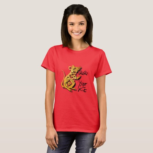 Niedliches chinesisches New Year Rattenfrauen-T-Sh T-Shirt (Vorne ganz)