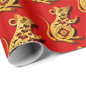 Niedliches Chinesisches Rattenpapier Neujahr Gebur Geschenkpapier (Rolleneckpunkt)