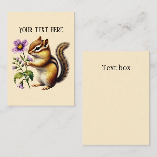 Niedliches Chipmunk mit Text  Mitteilungskarte (Vorne/Hinten)
