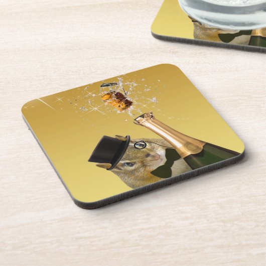 Niedliches Chipmunk-Neujahrsfest-Party Untersetzer (Linke Seite)