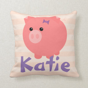 Niedliches Chubby Schwein mit rosa Streifen-Kissen Kissen