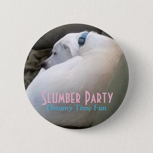 Niedliches Chubby White Sleeping Puppy Doppy Slumb Button (Vorderseite)