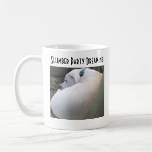 Niedliches Chubby White Sleeping Puppy Doppy Slumb Kaffeetasse