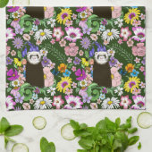 Niedliches Cioccolate Sable Ferret Blumengrün Geschirrtuch (Gefaltet)