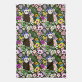 Niedliches Cioccolate Sable Ferret Blumengrün Geschirrtuch (Vertikal)