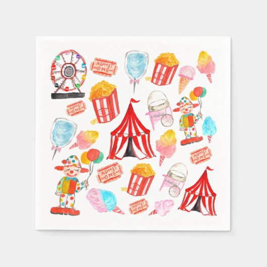 Niedliches Circus Festival Kinder Party Serviette (Vorderseite)
