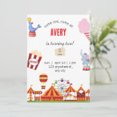 Niedliches Circus Karneval Festival Einladung zum  (Stehend Vorderseite)