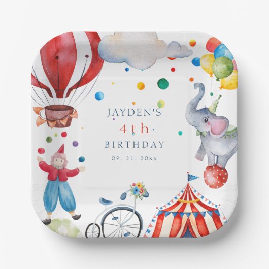 Niedliches Circus Kindergeburtstag Party Pappteller (Vorderseite)