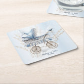 Niedliches Classic Baby Stroller blaues florales P Rechteckiger Pappuntersetzer (angewinkelt)