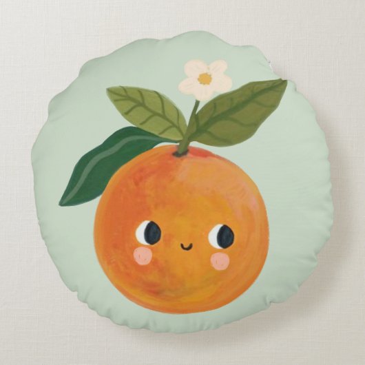 Niedliches Clementine Pillow Whimsical Kinderzimme Rundes Kissen (Rückseite)