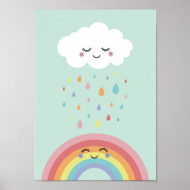 Niedliches Cloud Rainbow Kinderzimmer Pastell Post Poster