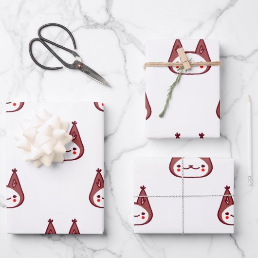 Niedliches Clown Cat Geschenkpapier Set (Vorderseite)