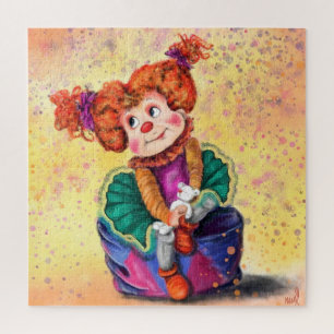 Niedliches Clown Girl - glücklicher Zirkus - Zeich Puzzle