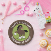 Niedliches Clydesdale Pferd personalisierter Gebur Pappteller (Party)