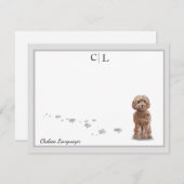 Niedliches Cockapoo Dog Graue Grenz Monogramm Ihr  Mitteilungskarte (Vorne/Hinten)