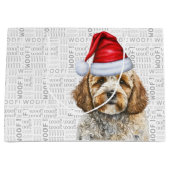 Niedliches Cockapoo in der Weihnachtsmannmütze Wei Große Geschenktüte (Vorderseite)