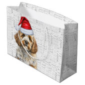 Niedliches Cockapoo in der Weihnachtsmannmütze Wei Große Geschenktüte (Rückseite Schrägansicht)