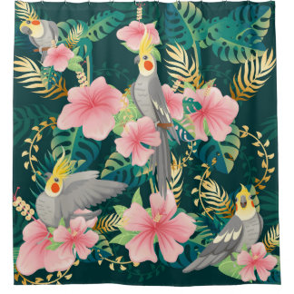 Niedliches Cockatiel Parrot Vintages Muster Duschvorhang