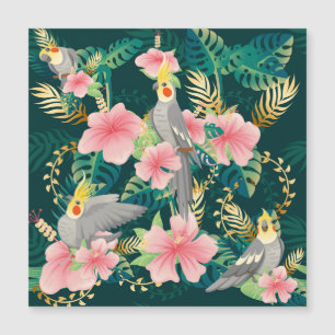 Niedliches Cockatiel Parrot Vintages Muster Magnetkarte