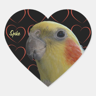 Niedliches Cockatiel und Herz Herz-Aufkleber
