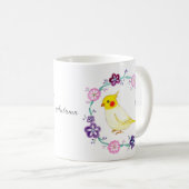 Niedliches Cockatil in Blume Bird Lover individuel Kaffeetasse (VorderseiteRechts)