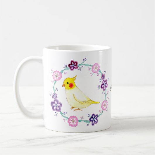Niedliches Cockatil in Blume Bird Lover individuel Kaffeetasse (Links)