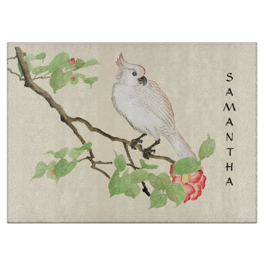 Niedliches Cockatoo Kamelien-Glasschneidebrett Schneidebrett (Vorderseite)