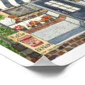 Niedliches Coffee House Schaufenster Wasserfarbpos Poster (Ecke)