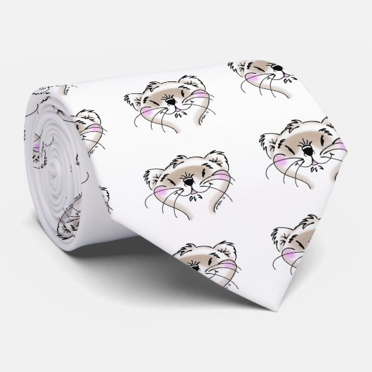 Niedliches Comic-Frettchen-Gesicht Krawatte (Gerollt)